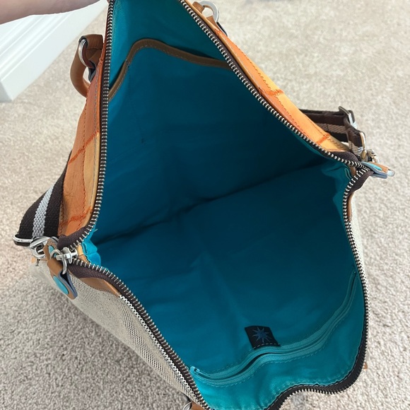 Tan and Brown Patchwork Leather Tote - Picture 6 of 8